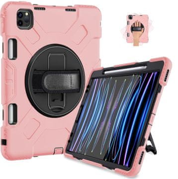 Nikcorp Robusna zaštitna maska za iPad Pro 11 s okretnim stalkom od 360° i držačem za olovku, ružičasta