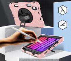 Nikcorp Izdržljiva zaštitna maska za iPad Mini 6 8.3" s rotirajućim stalkom i držačem za olovku, roza