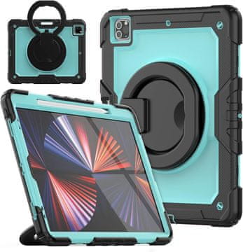 Nikcorp Zaštitna maska za iPad Pro 12.9" (2021/2020/2018) s rotirajućim stalkom, držačem za ruku i naramenicom, zelena