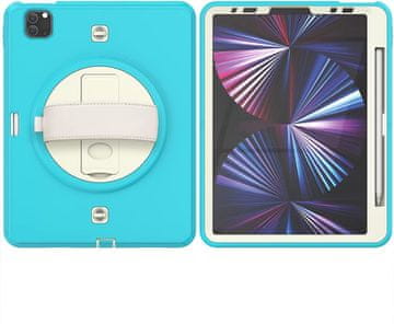 Nikcorp Robusna zaštitna maska za iPad Air 5/4 i Pro 11 s rotirajućim stalkom, ručkom i naramenicom, tirkizna