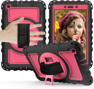 Nikcorp Zaštitna maska za Samsung Galaxy Tab A 8.4" s rotirajućim stalkom i naramenicom, otporna na udarce, roza