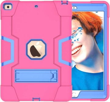 Nikcorp Oklopna maska za iPad 9.7" s ugrađenim stalkom, trodijelna zaštitna futrola za tablet, roza