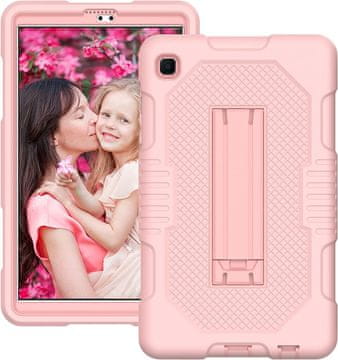 Nikcorp Oklopna zaštitna maska za Samsung Galaxy Tab A 8.0” s ugrađenim stalkom, trodijelna, ružičasta