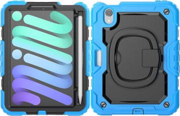 Nikcorp Robusna zaštitna maska za iPad Mini 6 8,3" s rotirajućim stalkom od 360° i držačem za olovku, plava