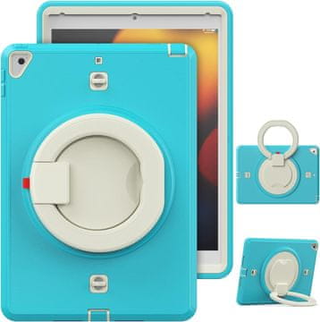 Nikcorp Oklopna maska za iPad 9/8/7 10.2" s rotirajućim postoljem od 360°, troslojna zaštita i držač za ruku, plava