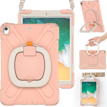 Nikcorp Robusna zaštitna maska za iPad Air 3/Pro 10.5" s okretnim stalkom i naramenicom, otporna na udarce, ružičasta