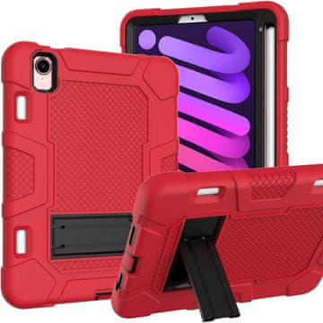 Nikcorp Oklopna maska za iPad Mini 6 8.3" s postoljem i držačem za olovku, trodijelna zaštitna futrola, crvena