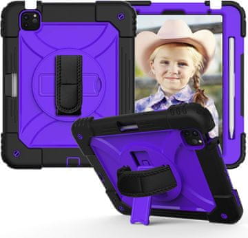 Nikcorp Zaštitna maska za iPad Air 5/4 i Pro 11" s rotirajućim stalkom, ručkom i naramenicom, ljubičasta