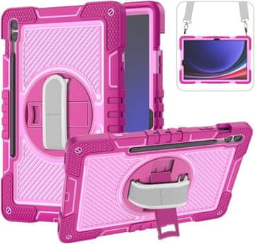 Nikcorp Zaštitna maska za Samsung Tab S7/S8 11" s rotirajućim stalkom, ručkom i naramenicom, roza