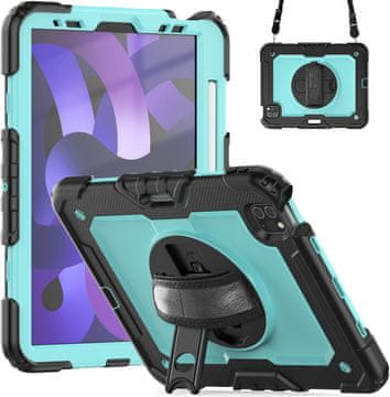 Nikcorp Zaštitna maska za iPad Air 5/4 i Pro 11" s rotirajućim stalkom, držačem za ruku i naramenicom, mint boja