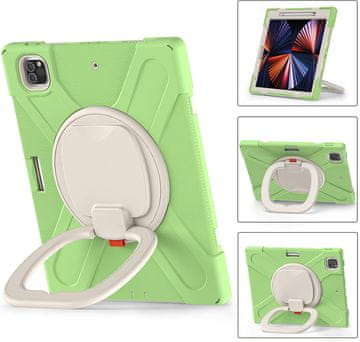 Nikcorp Robusna zaštitna maska za iPad Pro 12.9" s rotirajućim stalkom od 360°, držačem za olovku i ručkom, zelena