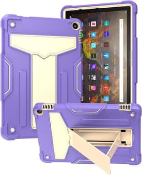 Nikcorp Oklopna maska za tablet Amazon Fire HD 10 s ugrađenim postoljem, trodijelna zaštitna futrola, ljubičasta