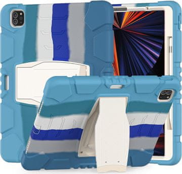Nikcorp Oklopna maska za iPad Pro 12.9" s postoljem i držačem za olovku, trodijelna zaštitna futrola, plava