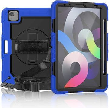 Nikcorp Robusna zaštitna maska za iPad Pro 12.9 (5/4/3 Gen) s rotirajućim stalkom, držačem za ruku i naramenicom, plava