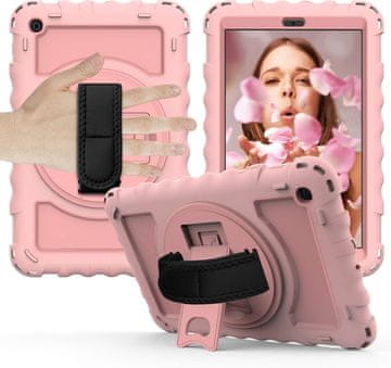 Nikcorp Robusna zaštitna maska za Samsung Galaxy Tab A 8.4" s rotirajućim stalkom i naramenicom, ružičasta