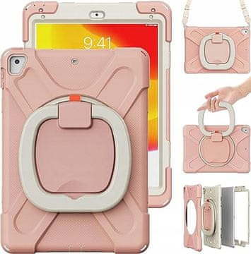 Nikcorp Oklopna zaštitna maska za iPad Air 2/Air/Pro 9.7" s rotirajućim postoljem od 360° i ručnim držačem, ružičasta