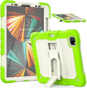 Nikcorp Oklopna maska za iPad Mini 6 8.3" s postoljem i držačem za olovku, trodijelna zaštitna futrola, zelena