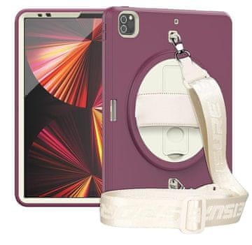 Nikcorp Zaštitna maska za iPad Pro 11/Air 5/4 s rotirajućim stalkom od 360°, držačem za ruku i naramenicom, bordo