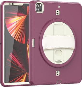 Nikcorp Zaštitna maska za iPad Pro 11" s rotirajućim stalkom i naramenicom, trostruka zaštita, ljubičasta