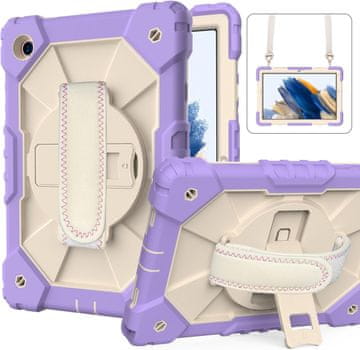 Nikcorp Zaštitna maska za iPad 9/8/7 10.2" s rotirajućim stalkom i naramenicom, trostruka zaštita, ljubičasta