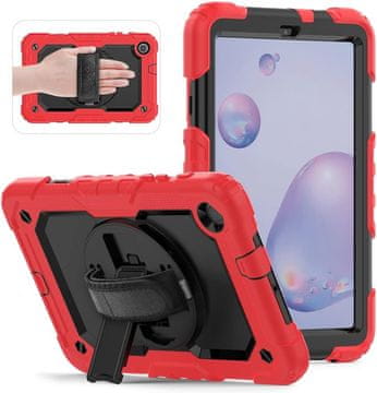 Nikcorp Robusna zaštitna maska za Samsung Galaxy Tab A 8.4" s 360° stalkom, ručkom i naramenicom, crvena