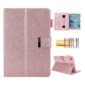 Nikcorp Preklopna torbica za iPad Mini 6 (2021), novčanik futrola sa stalkom i utorima za kartice, roza sa šljokicama