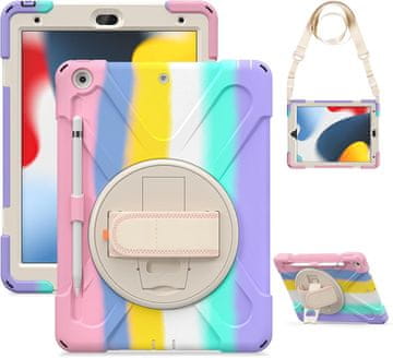 Nikcorp Robusna zaštitna maska za iPad Air 3/Pro 10.5" s rotirajućim stalkom od 360°, držačem za ruku i naramenicom, višebojna