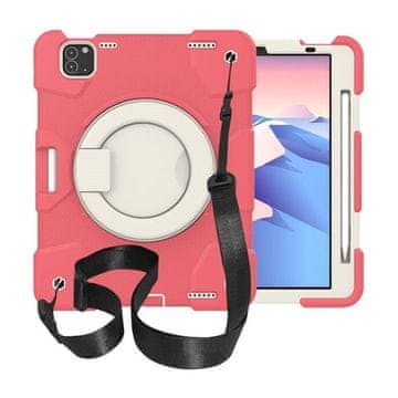 Nikcorp Robusna zaštitna maska za iPad Pro 11/Air 5/4 s rotirajućim stalkom i naramenicom, ružičasta