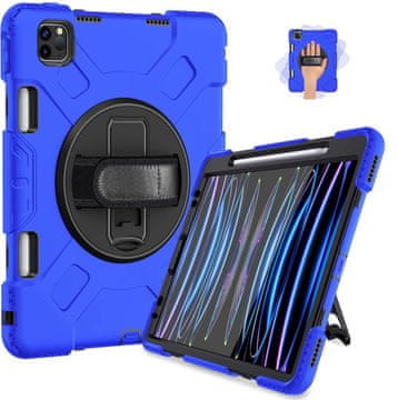 Nikcorp Robusna zaštitna maska za iPad Pro 12.9 (2021-2018) s okretnim stalkom od 360° i držačem za olovku, plava