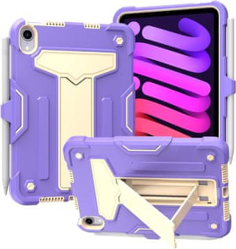 Nikcorp Oklopna maska za iPad Mini 6 8.3" s postoljem i držačem za olovku, trodijelna zaštitna futrola, ljubičasta