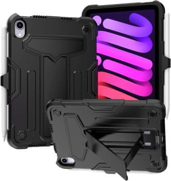 Nikcorp Oklopna maska za iPad Mini 6 8.3" s ugrađenim stalkom i držačem za olovku, trodijelna zaštitna futrola, crna