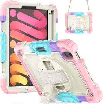 Nikcorp Zaštitna maska za iPad Mini 6 8.3" s rotirajućim stalkom, držačem za ruku i naramenicom, višebojna