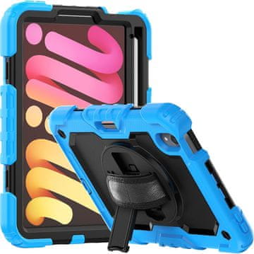 Nikcorp Robusna zaštitna maska za iPad Mini 6 8.3" s rotirajućim stalkom, držačem za ruku i naramenicom, plava