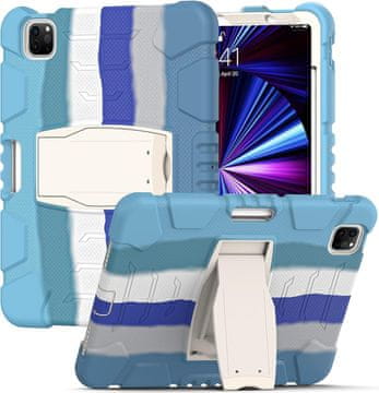 Nikcorp Oklopna maska za iPad Pro 12.9" (5/4/3 gen) s postoljem i držačem za olovku, plava, trodijelna zaštitna futrola