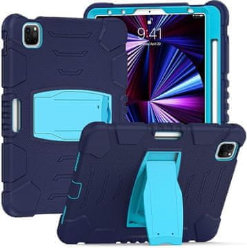 Nikcorp Oklopna maska za iPad Pro 12.9" s postoljem i držačem za olovku, trodijelna zaštitna futrola, plava