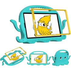 Nikcorp Dječja silikonska zaštitna maska za Samsung Galaxy Tab A7 8.7, hobotnica sa stalkom i ručkama, plava