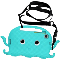 Nikcorp Dječja silikonska zaštitna maska za Samsung Galaxy Tab A7 8.7, hobotnica sa stalkom i ručkama, plava