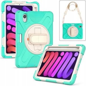 Nikcorp Robusna zaštitna maska za iPad Pro 12.9" (5. gen) sa stalkom, ručkom i naramenicom, mint zelena