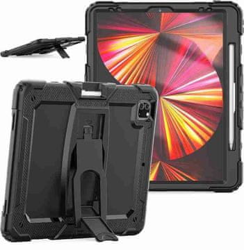 Nikcorp Zaštitna maska za iPad Air 5/4 i Pro 11" s postoljem, držačem za olovku i remenom za nošenje, crna