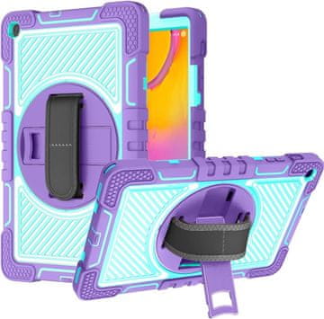 Nikcorp Oklopna maska za Samsung Galaxy Tab A 10.1" s postoljem, trodijelna zaštitna futrola otporna na udarce, ljubičasta