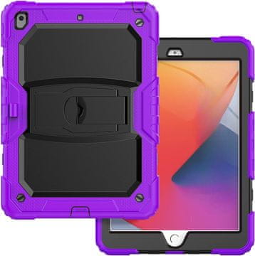 Nikcorp Oklopna maska za iPad 9/8/7 10.2" s postoljem i držačem za olovku, trodijelna zaštitna futrola, ljubičasta