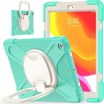Nikcorp Oklopna maska za iPad 9/8/7 10.2" s rotirajućim postoljem i ručnim držačem, trostruka zaštita, mint boja