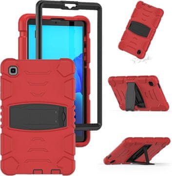 Nikcorp Oklopna maska za Samsung Galaxy Tab S6 Lite, trodijelna zaštitna futrola s ugrađenim postoljem, crvena