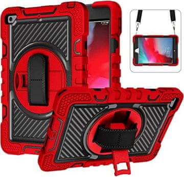 Nikcorp Robusna zaštitna maska za iPad Mini 5/4 7.9" s rotirajućim stalkom od 360°, držačem za ruku i naramenicom, crvena