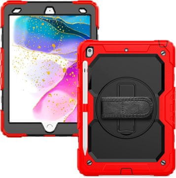 Nikcorp Robusna zaštitna maska za iPad Pro 12.9" s rotirajućim stalkom, ručkom i naramenicom, crvena