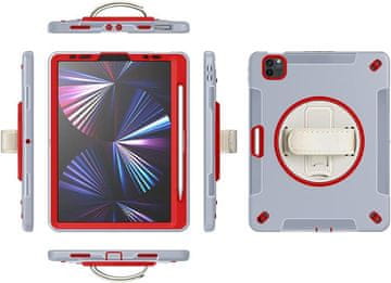 Nikcorp Okretna zaštitna maska za iPad Pro 11 (2021/2020/2018) s stalkom, držačem za ruku i olovku, siva