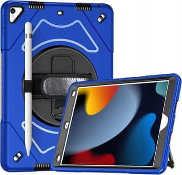 Nikcorp Robusna zaštitna maska za iPad 9/8/7 10.2" s rotirajućim stalkom i naramenicom, otporna na udarce, plava