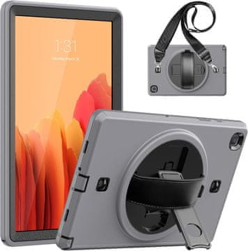 Nikcorp Robusna zaštitna maska za Samsung Galaxy Tab A7 10.4" s rotirajućim stalkom i remenom za rame, siva