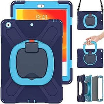 Nikcorp Robusna zaštitna maska za iPad 10.2" (2019-2021) s rotirajućim stalkom i naramenicom, plava