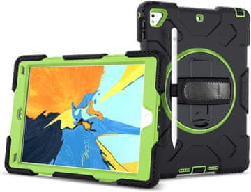 Nikcorp Oklopna maska za iPad 9/8/7 10.2" s rotirajućim postoljem 360°, troslojna zaštita i ručka, crna